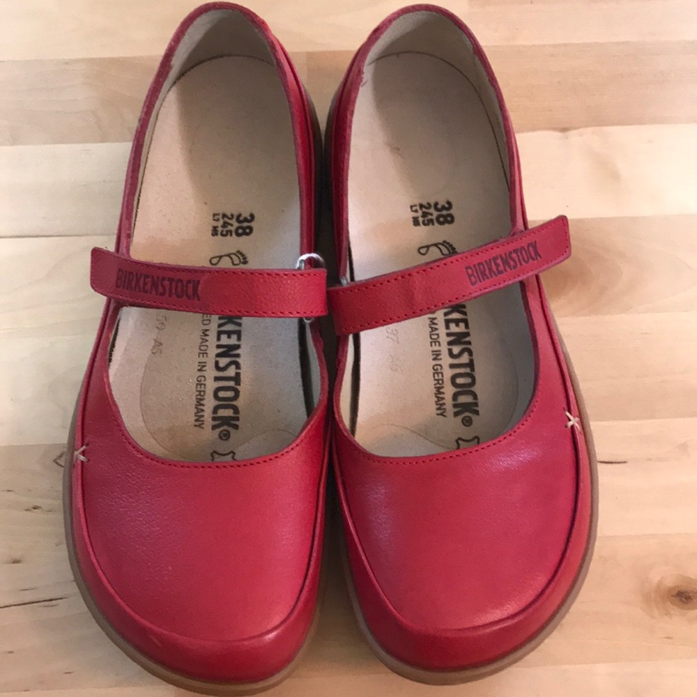 Red Birkenstock Mary Janes, Iona